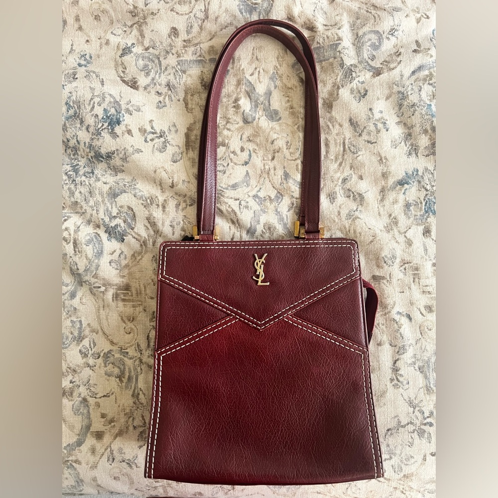 Vintage Saint Laurent Leather Shoulder Bag with Gold hardware